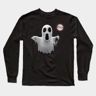 Ghost holding Boo sign! Long Sleeve T-Shirt